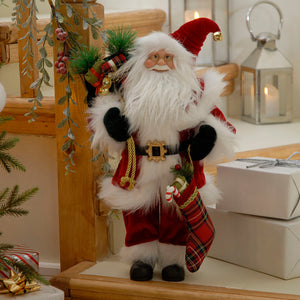 Standing Traditional Santa With Stocking 60cm