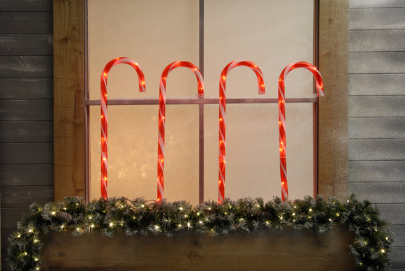 32 Sets Lit Red/White Candy Cane Stakes
