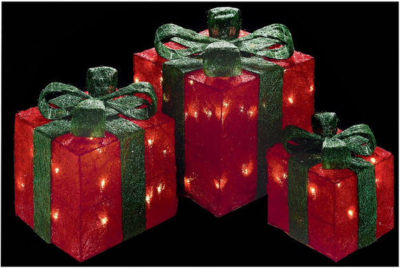 3 Pc Red Parcels W/ Green Bow